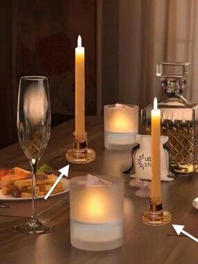 Pair of Candle Holders Modern Glass Taper Candlestick Holders Clear Sturdy NEW